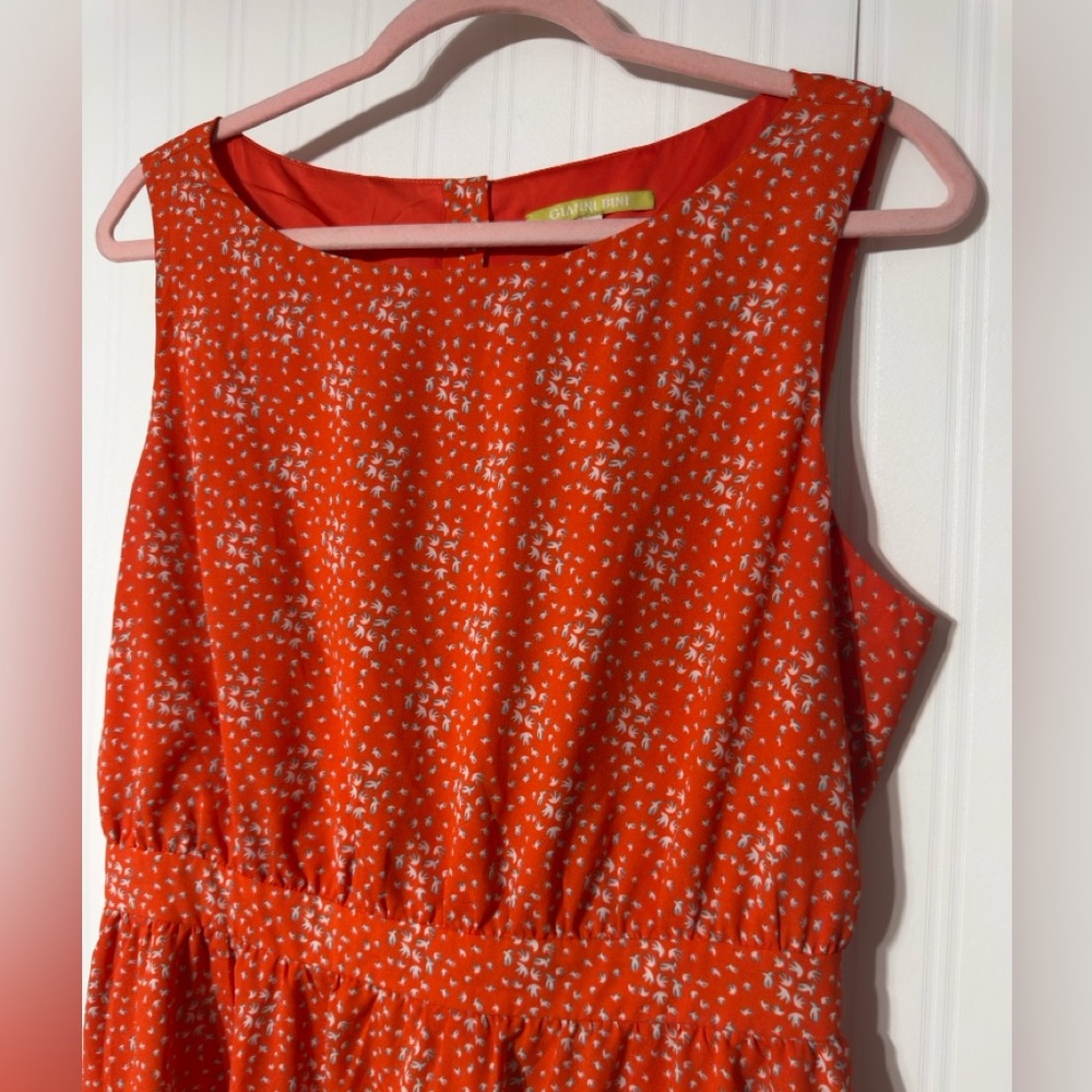 Gianni Bini Orange Floral Mini Dress Sz L - Picture 5 of 7